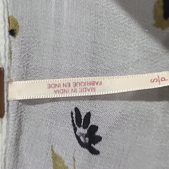 Free People Floral & Striped Light Weight Loose Long Sleeve Blouse Size Small - Picture 5 of 10